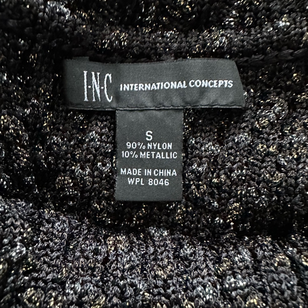 INC International Concepts turtleneck shell with gold & silver iridescent accent - Picture 5 of 5